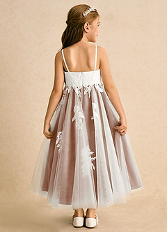 Azazie Coraline Flower Girl Dresses Ivory Bronzer A-Line Lace Dress image2