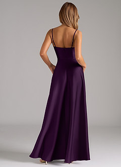 Azazie Elle Bridesmaid Dresses Grape A-Line Pleated Stretch Satin Dress image7
