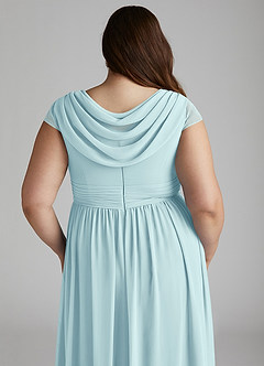 Azazie Organa Final Sale Sea Glass A-Line Pleated Chiffon Dress image12