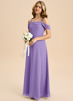 Azazie Anselie Junior Tahiti A-Line Off the Shoulder Chiffon Dress image6