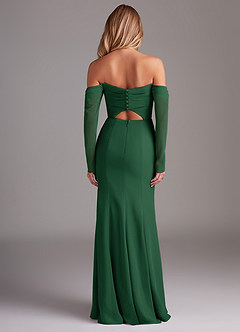 Azazie Hallie Bridesmaid Dresses Dark Green Mermaid Long Sleeve Chiffon Dress image8