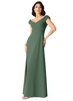 Azazie Evita Brautjungfernkleider A-Linie Schulterfrei Stretch-Krepp Kleid Eukalyptus image3