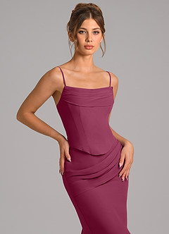 Azazie Sorrel Bridesmaid Dresses Mulberry Mermaid Corset Chiffon Dress image8