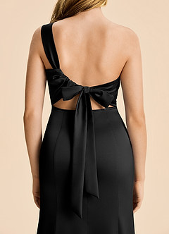 Azazie Ren Junior Robe Trapèze en Satin extensible Plissé Noir image6