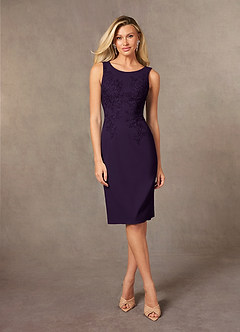 Azazie Ryne Mother of the Bride Dresses Plum Sheath Lace Dress image3