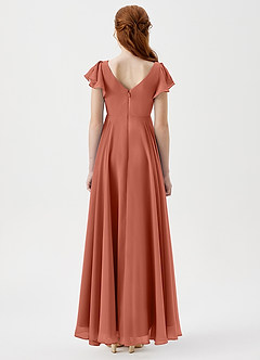 Azazie Caria Junior Clay A-Line Pleated Chiffon Dress image4