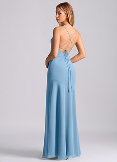 Azazie Grata 신부 들러리 드레스 인어 주름진 쉬폰 바닥 길이 드레스 image2