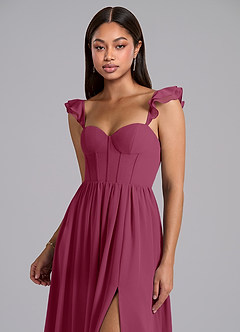 Azazie Denisse Suknie dla druhen Linia A Marszczony Szyfon Do ziemi Sukienka image6