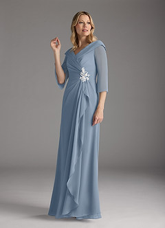 Azazie Jaycee vestidos de madre de la novia Vestido de Azul Polvoriento de Gasa de Corte En A image4