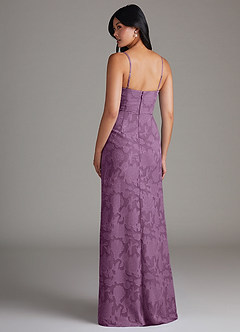 Azazie Maci Bridesmaid Dresses Wisteria Sheath Pleated Floral Burnout Dress image2