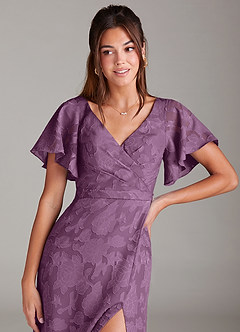 Azazie Ambrosia Jurken voor bruidsmeisjes Jurk van Bloemen Burn-out met A-Lijn Geplooid Blauweregen image5