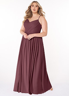 Azazie Cora Bridesmaid Dresses Sangria A-Line Pleated Chiffon Dress image16