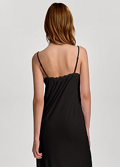 front Woven Cotton Lace Trim Midi Slip Nightgown