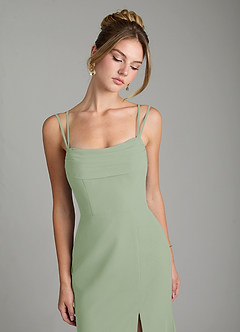 Azazie Egypt Robes de demoiselle d'honneur Robe Fourreau en Mousseline de soie Encolure en Forme de Cœur Vert Sauge image3
