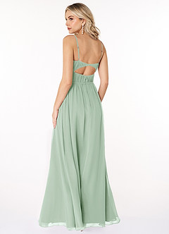 Azazie Yanelie Final Sale Agave A-Line Scoop Pleated Chiffon Dress image7