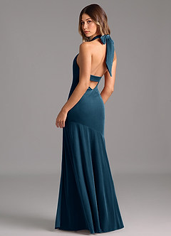 Azazie Drita Final Sale Black Mermaid Pleated Velvet Dress image2