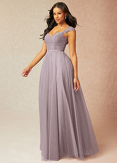 Azazie Luxi Bridesmaid Dresses Dusk A-Line Pleated Tulle Dress image3