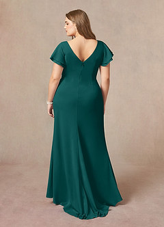 Azazie Peppermint Mother of the Bride Dresses Peacock Mermaid Scoop Ruched Stretch Crepe Dress image7