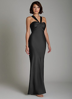 Azazie Zaria At-home Try On Dresses Black Mermaid Sweetheart Neckline Stretch Satin Dress image5