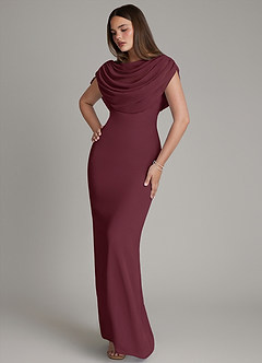 Azazie Hadley Bridesmaid Dresses Cabernet Mermaid Pleated Chiffon Dress image8