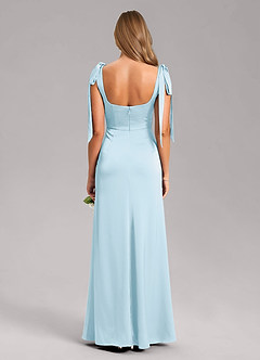Azazie Frostine Bridesmaid Dresses Sky Blue A-Line Bow Stretch Satin Dress image8