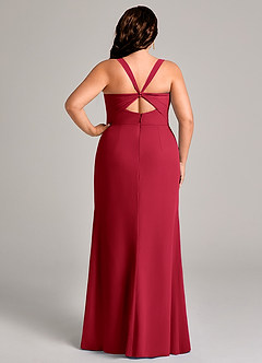 Azazie Mero Brautjungfernkleider Etui Plissee Chiffon Kleid Scharlachrot image10