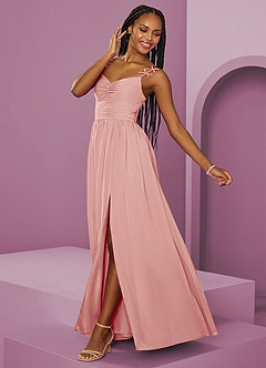 Barbie ♥ Azazie Robes de demoiselle d'honneur Robe Trapèze en Mousseline de soie Plissée Rosette image5