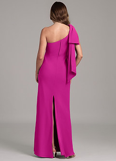 Azazie Capri Bridesmaid Dresses Fuchsia A-Line One Shoulder Chiffon Dress image2