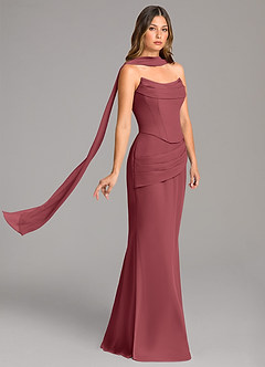 Azazie Sorrel Bridesmaid Dresses Merlot Mermaid Corset Chiffon Dress image4