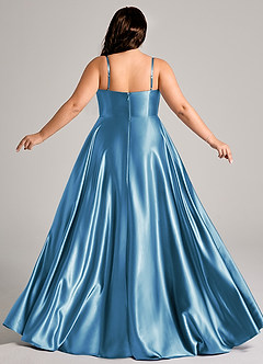 Azazie Elle Suknie dla druhen Linia A z kieszeniami Metaliczny satynowy Do ziemi Sukienka image8