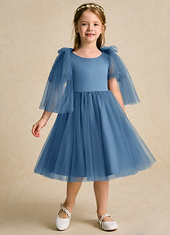 Azazie Duchess Flower Girl Dresses Twilight A-Line with Sleeves Tulle Dress image3