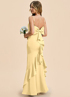 Azazie Lioren Junior Butter Sheath Bow Stretch Satin Dress image4