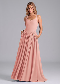 Azazie Francis Bridesmaid Dresses Rosette A-Line Corset Chiffon Dress image1