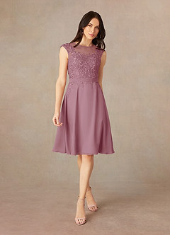 Azazie Klaus Mère de la mariée Robes Robe Trapèze en Mousseline de soie Paillettes Scoop Mauve Vintage image3
