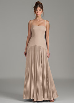 Azazie Yuliana Bridesmaid Dresses Taupe A-Line Strapless Chiffon Dress image4