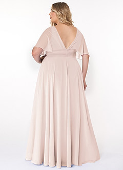 Azazie Pamela Bridesmaid Dresses Rose Petal A-Line V-Neck Pleated Chiffon Dress image7