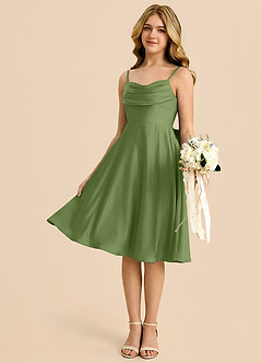 Azazie Bear Vestido de Enebro de Satén Elástico de Corte en A con Escote de Corazón image4