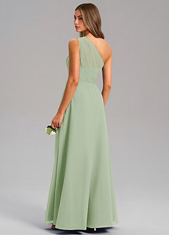 Azazie Phaedra Jurken voor bruidsmeisjes Jurk van Chiffon met A-Lijn One-Shoulder Stoffige Salie image15