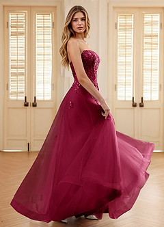 Pipery Bourgogne Robe de bal corsetée à paillettes et volants en tulle image3