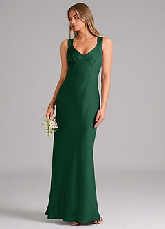 Azazie Kamila Brautjungfernkleider A-Linie Plissee Stretch-Satin Kleid Dunkelgrün image5