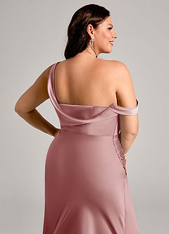 Azazie Madelyn Bridesmaid Dresses Dusty Rose Mermaid One Shoulder Stretch Satin Convertible Dress image14