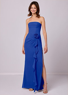 Barbie ♥ Azazie Jurken voor bruidsmeisjes Converteerbaar Jurk van Chiffon met Kolom Strapless Koningsblauw image3