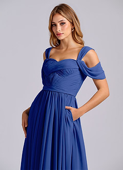 Azazie Koa Brudtärnklänningar Klä av A-Linje i Chiffong Av axeln Kungsblå image7