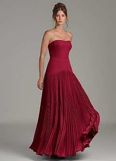 Azazie Yuliana Bridesmaid Dresses Burgundy A-Line Strapless Chiffon Dress image3