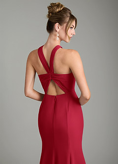 Azazie Rue Bridesmaid Dresses Scarlet A-Line Halter Chiffon Dress image6