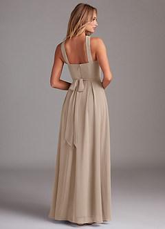 Azazie Dixie Bridesmaid Dresses Taupe A-Line Halter Pleated Chiffon Dress image2