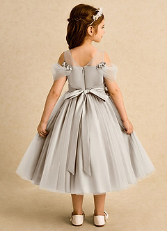 Azazie Juni Flower Girl Dresses Frost Ball-Gown Pleated Tulle Dress image2