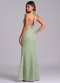 Azazie Valerie 신부 들러리 드레스 인어 주름진 플로럴 번아웃 바닥 길이 드레스 image6