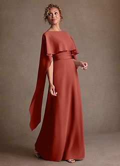 Azazie Marilla Mother of the Bride Dresses Terracotta A-Line Pleated Chiffon Dress image2