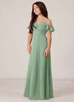 Azazie Juna Junior Matcha A-Line Off the Shoulder Chiffon Dress image3